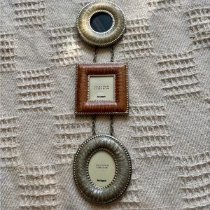 Pier 1 Imports Elegant Silver Gold and Brown Hanging Photo Frame Set